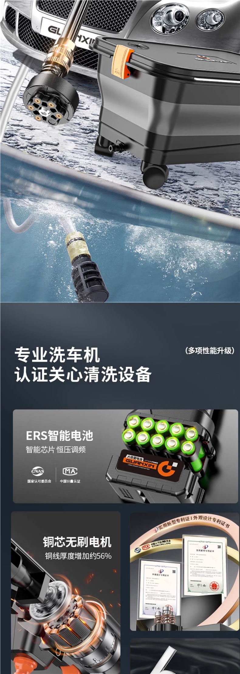 Care about Wireless Car Washing Machine, High-Pressure Water Gun, Household Car Cleaning Artifact, Powerful Lithium Battery Charging Booster Water Tank