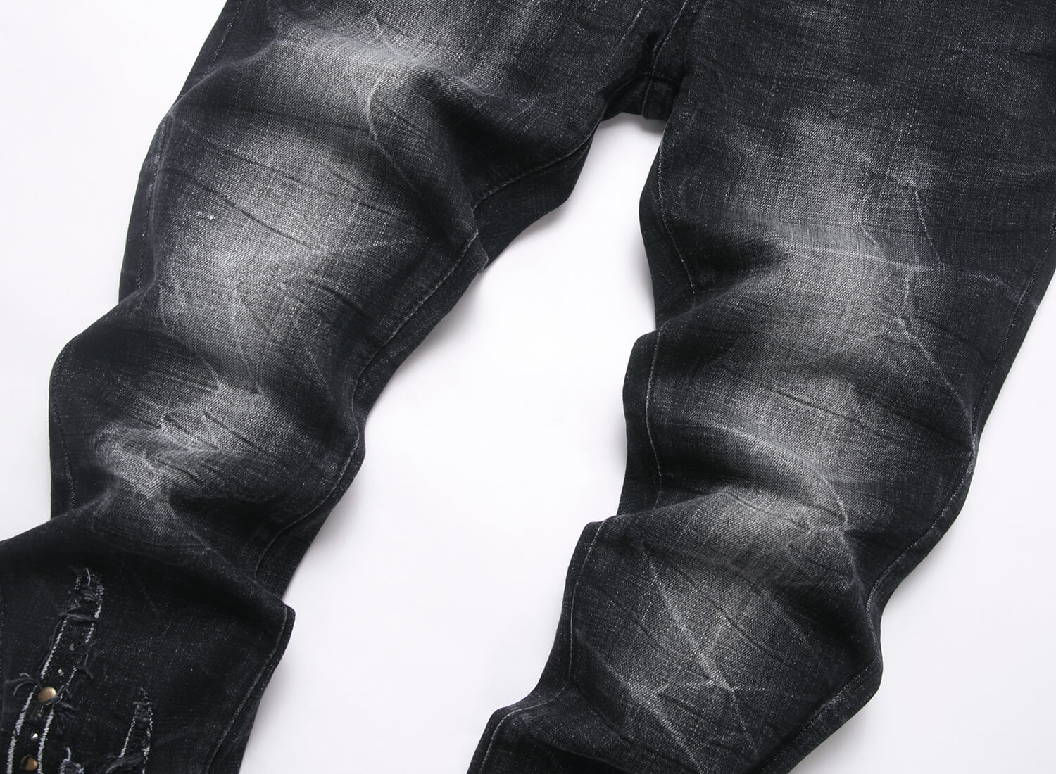 Herren Slim Fit Stretch Jeans Mit Strass Patchwork Design_voghion.com