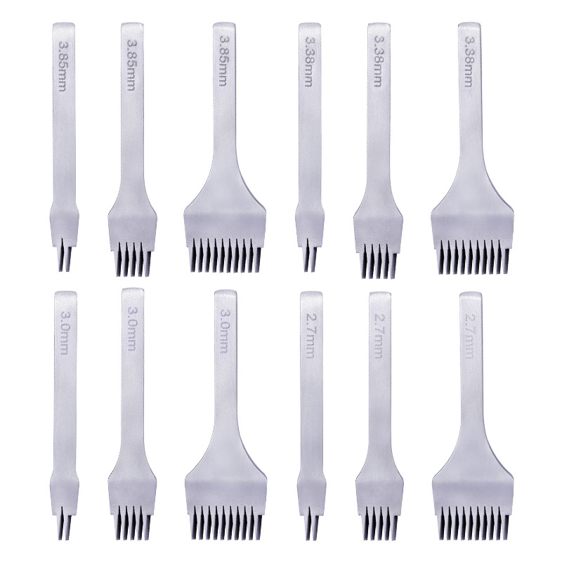2,7/3/3,38/3,85mm blanco de acero francés corte oblicuo corte plano corte europeo DIY cuero hecho a mano herramienta de perforación de cuero