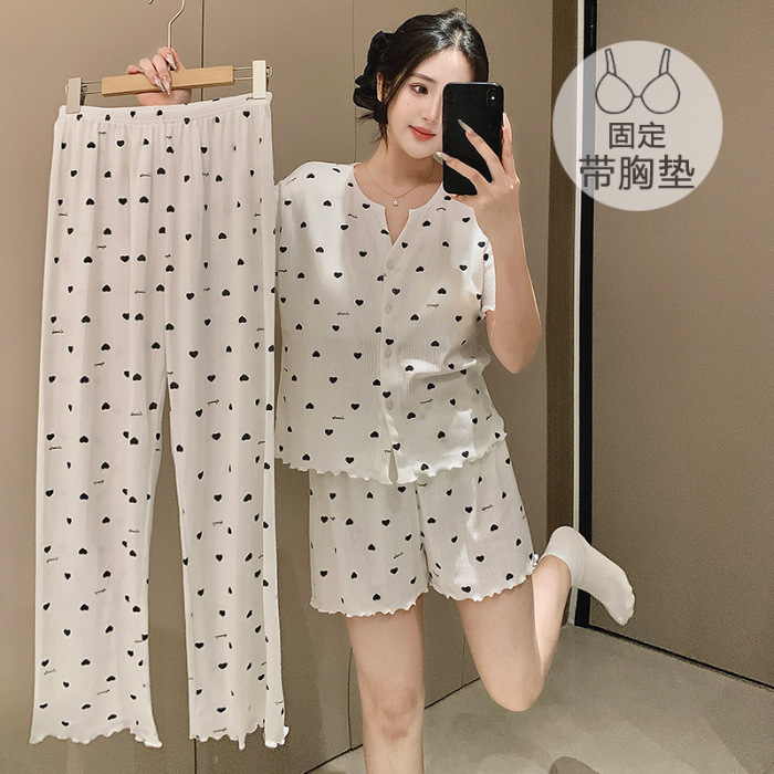 F 가슴 패드가 있는 3피스 세트-345 스페이드 하트