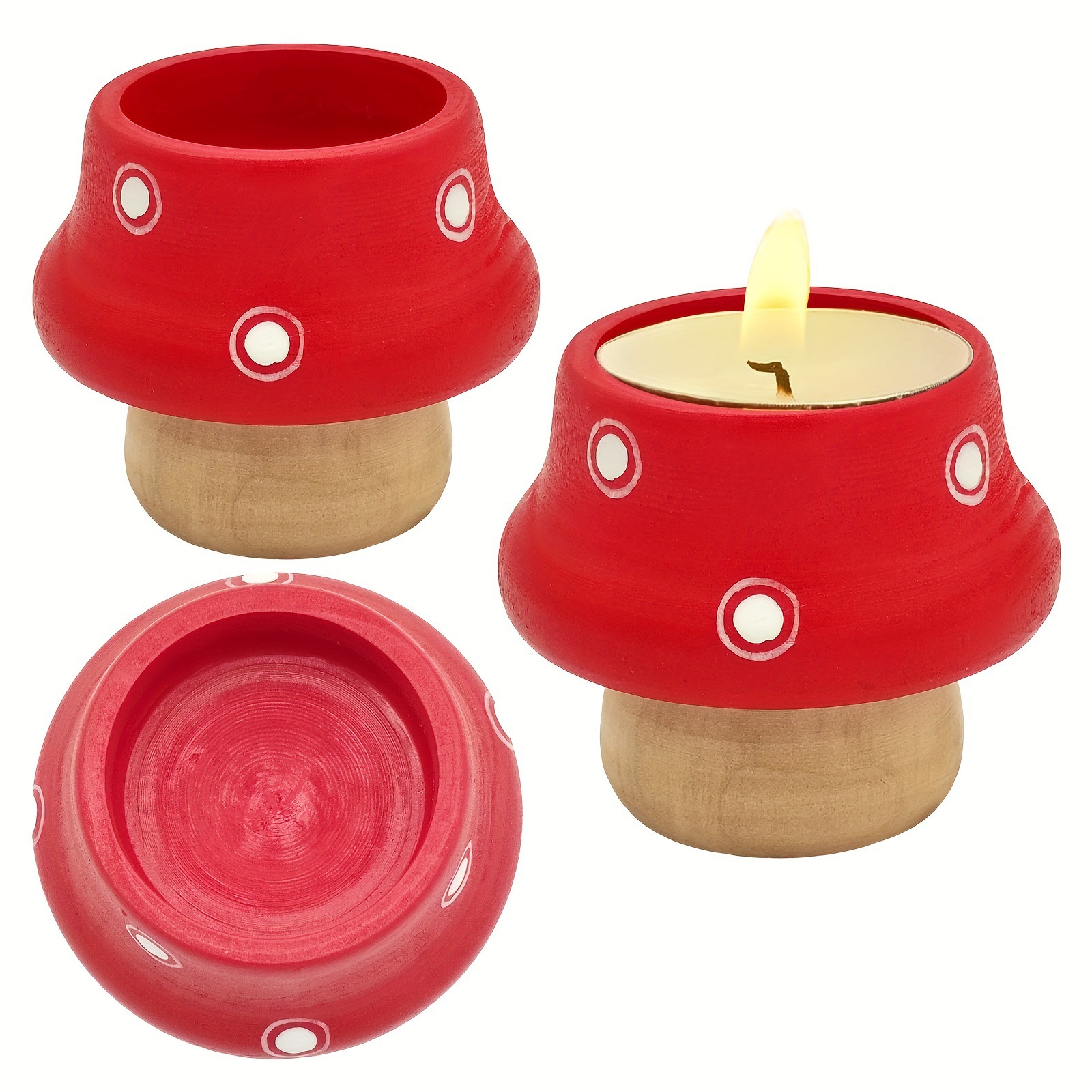 Fábrica de hongos en stock candelabro de madera atmósfera decoración de escritorio candelabro