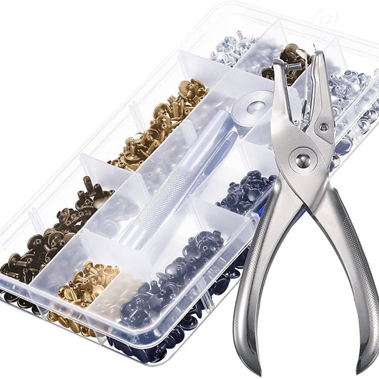 240 sets de metal 6mm8mm remaches de doble cara + herramientas a juego Tapa de cuero remache multi-color remache transfronterizo