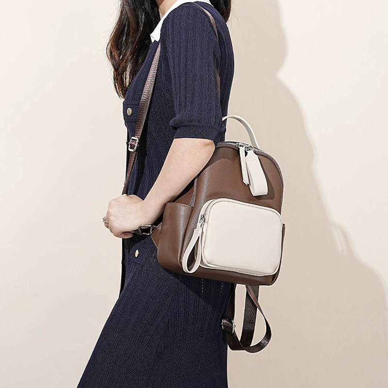 Fashionable backpack, capacious shoulder bag for traveling for leisure, genuine leather, high-quality style