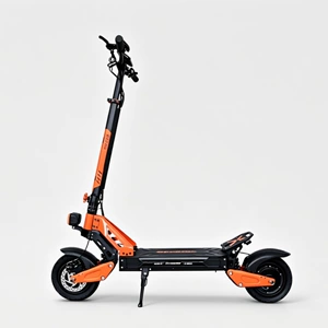 Adult foldable portable electric scooter, dual-drive off-road model, orange, large wheels, long battery life