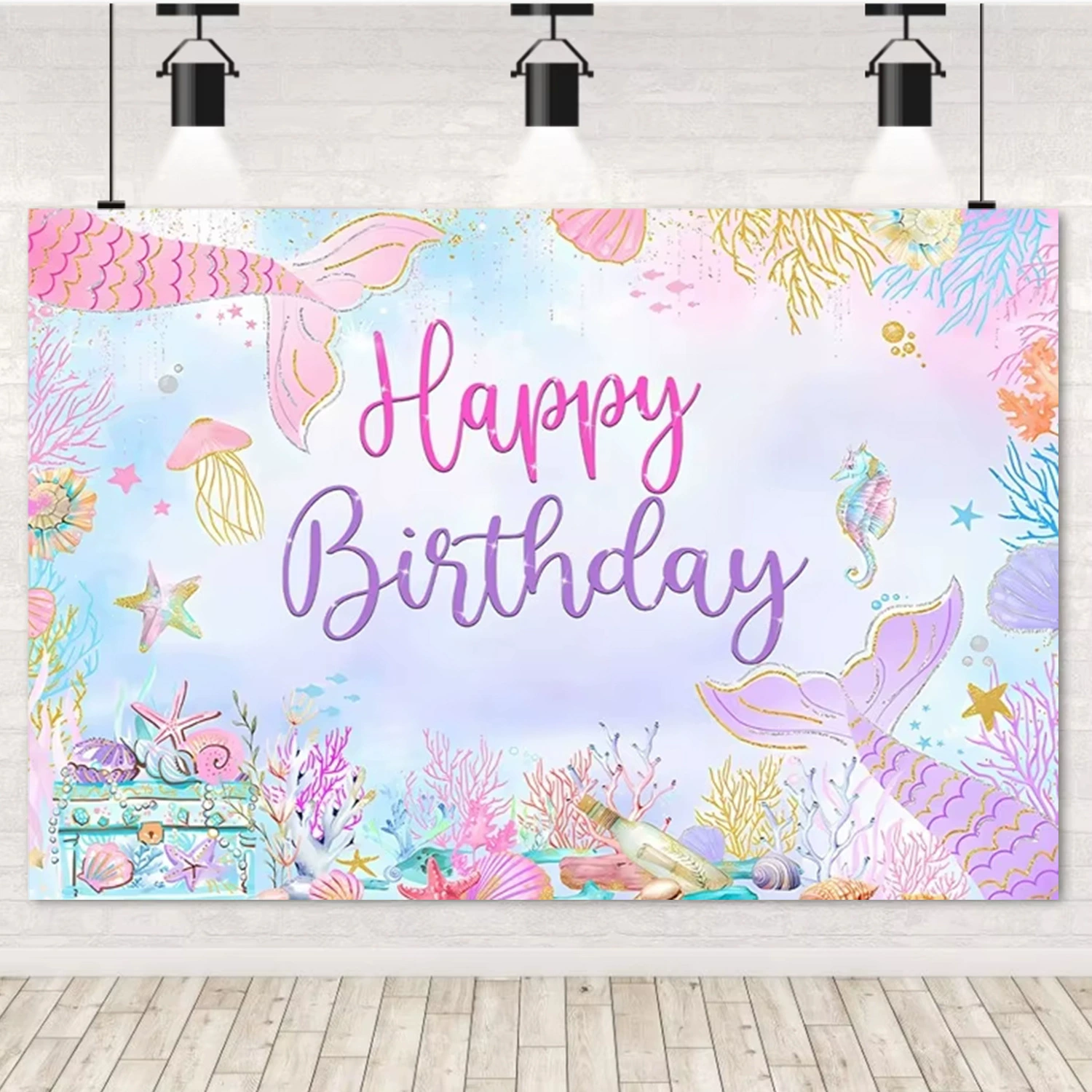 Трансграничный амазонка мультфильм русалка фон ткань виниловый материал день рождения украшения фон съемки реквизит