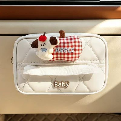shape 2026 new model 3D | Car tissue box/set - plaid-apple-puppy-beige-diamond-pattern-glove-box-tissue-box