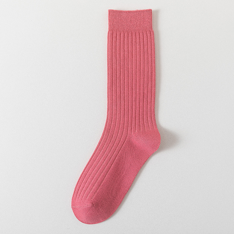 Calcetines de mujer de color sólido calcetines de media pantorrilla de primavera y otoño calcetines de pila de color caramelo de algodón peinado de mujer Zhuji calcetines largos de mujer al por mayor