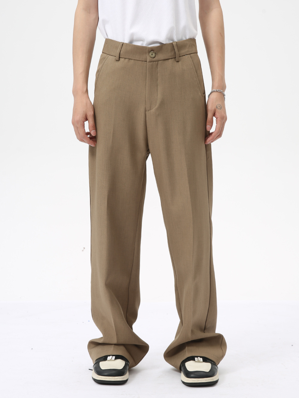 MTLCLOTHES Hombres| 2024 otoño nuevo producto coreano de alto lujo simple de color sólido pantalones casuales rectos sueltos