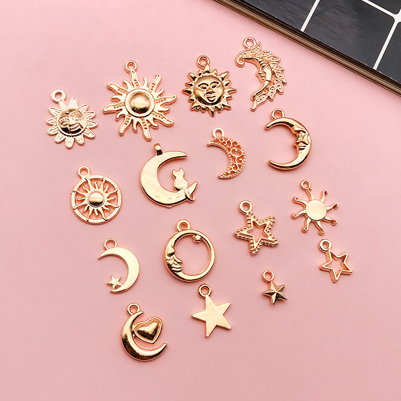 1g Weight Pendant Jewelry Making Type DIY Jewelry Accessories, Bracelets, Earrings Classification 1 Piece Quantity Alloy Material Sun, Star, Moon, Solid Color Pattern Cartoon Style Style Enamel, Plating Craft 1 Piece Alloy Sun Star Moon Pendant DIY Jewelry Accessories Bracelets Earrings 3