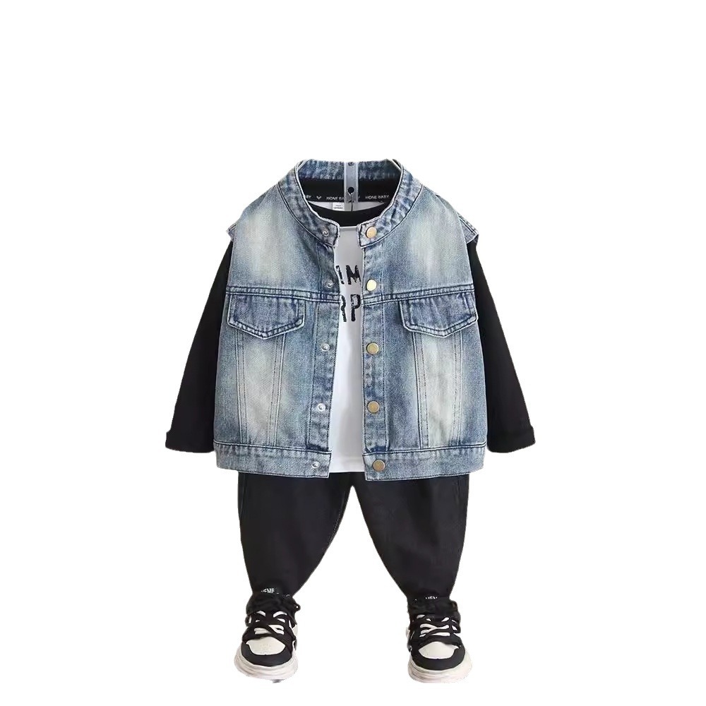 6263 Chaleco de mezclilla de otoño para niños 2025 Nuevo estilo de primavera y otoño para niños Chaleco coreano para niños