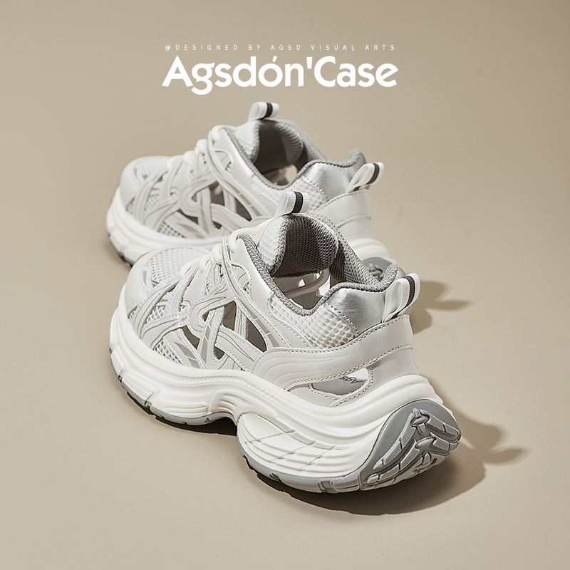 Zapatillas deportivas Augu Shiden para mujer, novedad primavera 2026, sandalias deportivas ligeras de malla hueca con suela gruesa, color blanco