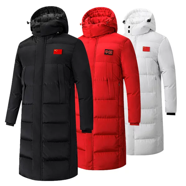 Chinese Team Sports Coat Men's and Women's Long Training Cotton Coat Football Students Winter Training Coat Athlete Sports Institute Coat