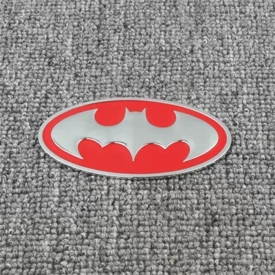 decoration sticker tail emblem side – Car logo - standard-metal-label-oval-batman-silver-red-1-piece