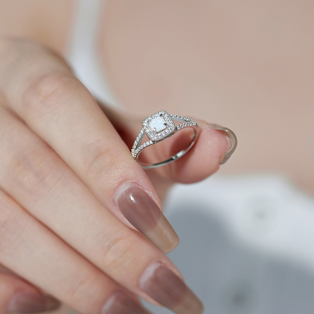 Fashion Geometric Sterling Silver Inlay Zircon Rings 1 Piece