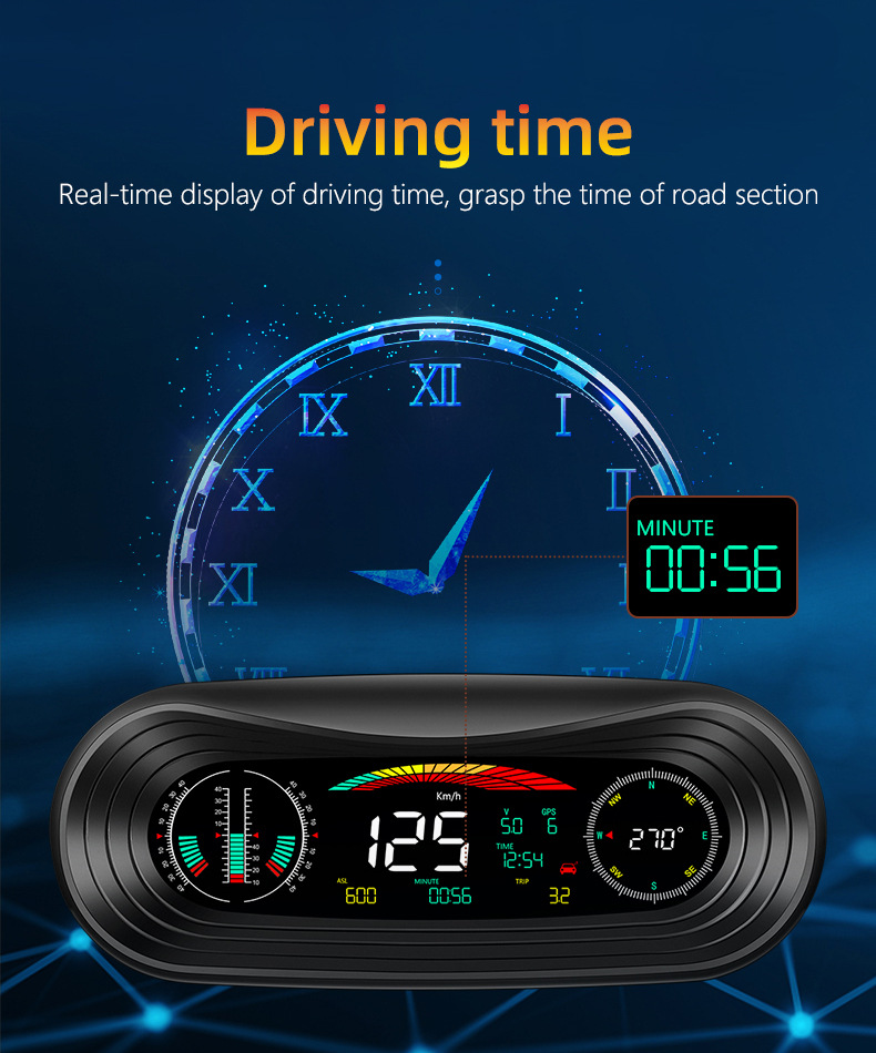 Car Portable Instrument Hud Head-Up Display Color Screen Car-Mounted Hud Portable High-Definition Off-Road Level and Slope Meter
