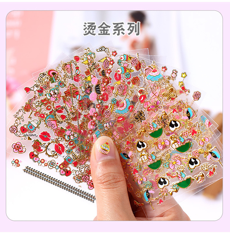 Gold Powder Flower Nail Decoration Stickers Nail Art Gold Foil Butterfly Tattoo Girl DIY Stickers Waterproof and Long-Lasting