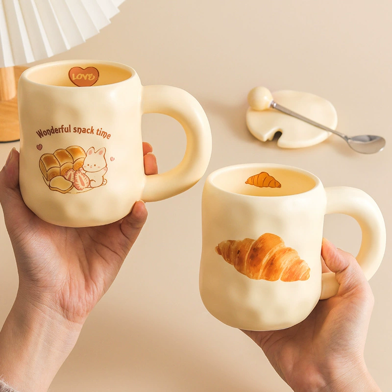 Кружка Milk Fufu милый высокий дизайн для девочек с крупной ручкой, варианты крышки и ложки