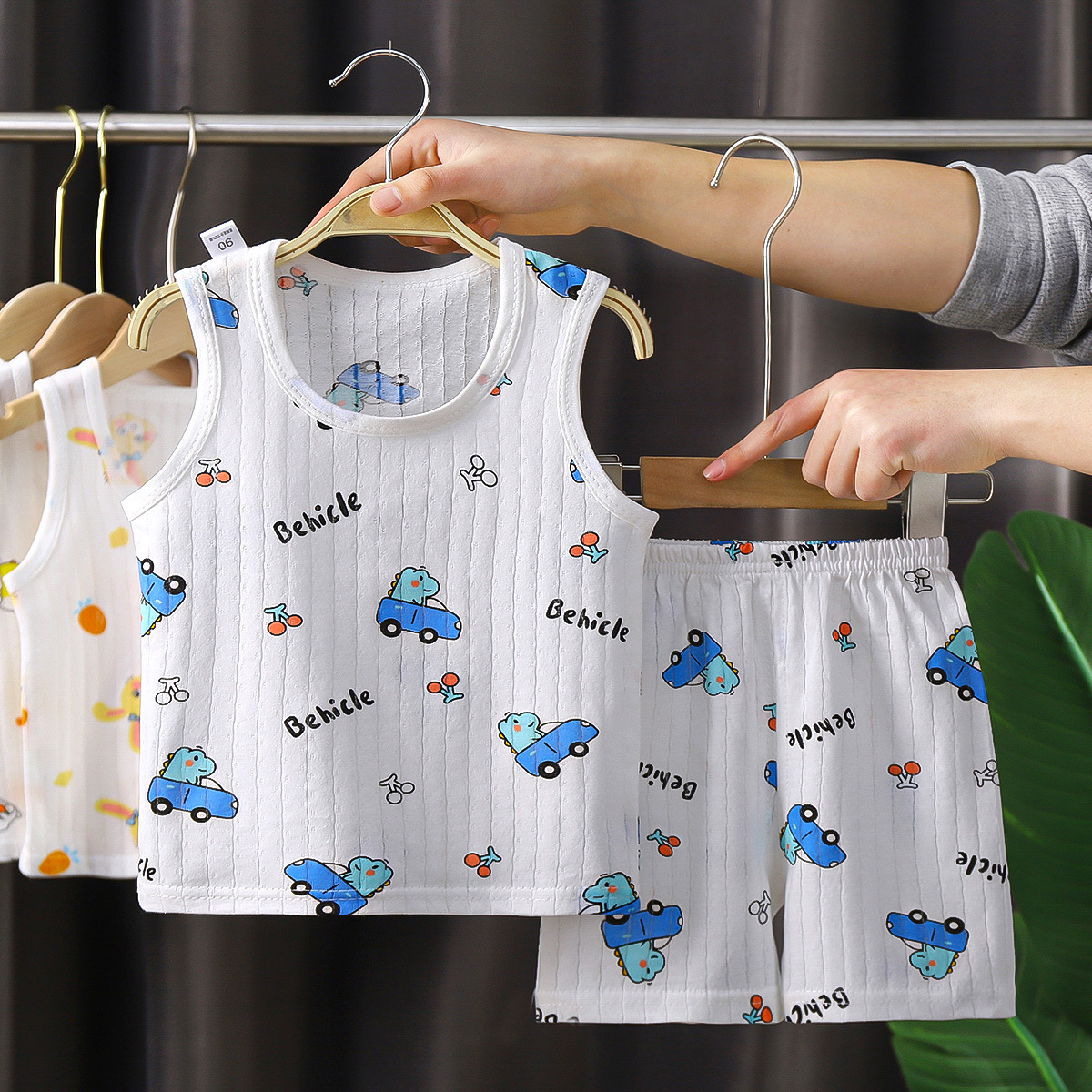 2024 nuevos niños chaleco traje de verano algodón niños sin mangas niñas pantalones cortos ropa de algodón traje de bebé