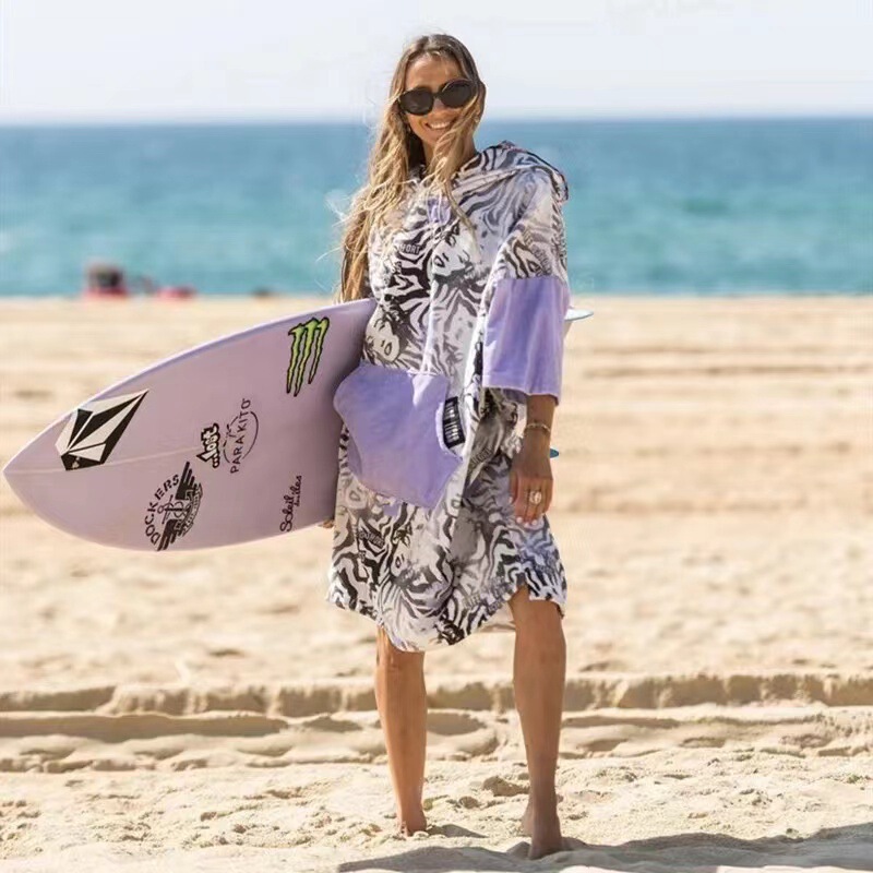 Custom adult surfing Jackard hooded poncho Beach beach bath towel microfiber absorbent quick-drying towel