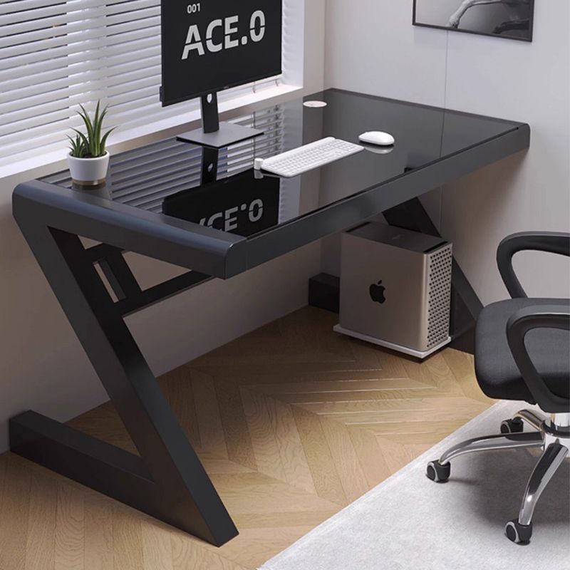 Simple Modern Desktop Computer Desk, Tempered Glass Writing Desk, Simple Study Desk, Office Desk, High-End Gaming Desk
