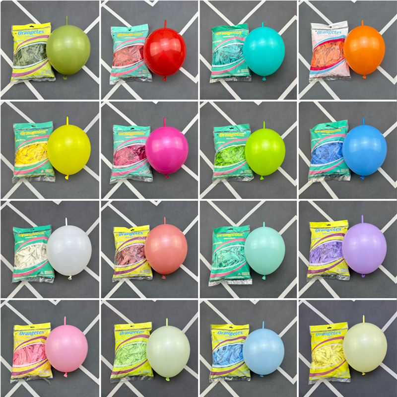 O牌6寸10寸尾巴氣球糖果色婚慶生日背景牆裝飾派對靈可龍連接球