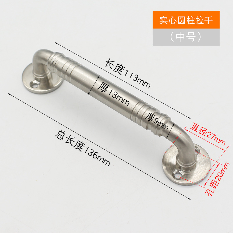 Manija de acero inoxidable cepillado sólido doble curvado manija puerta manija muebles hardware accesorios fábrica al por mayor