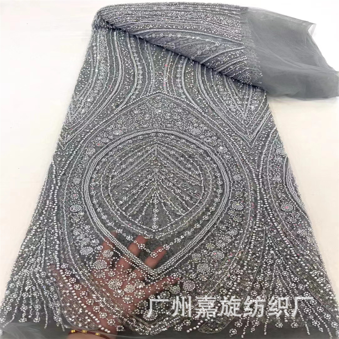 2024 nueva flor grande grano tela industria pesada Europea vestido de novia vestido de dama de honor moda tela JX4087