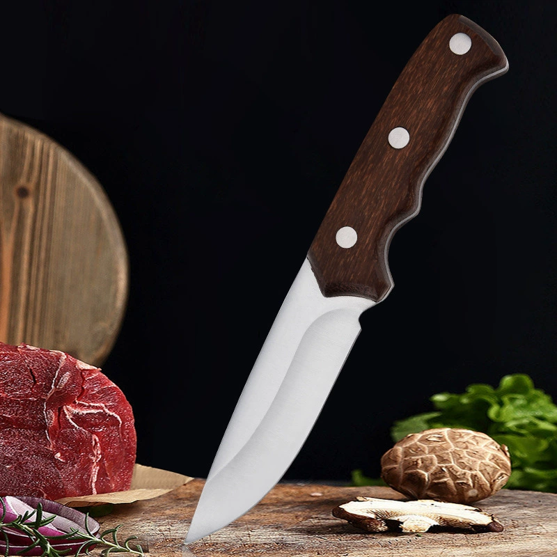 Функциональный нож для семьи из нержавеющей стали Yangjiang Yuantou Factory, кухонный кожаный ручной штепсельный мясной нож для приготовления на природе, резка мяса, повар