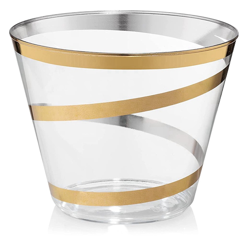 9oz impresión LOGO bronceado taza de plástico verde de la aviación taza desechable estampado en caliente texto taza de agua