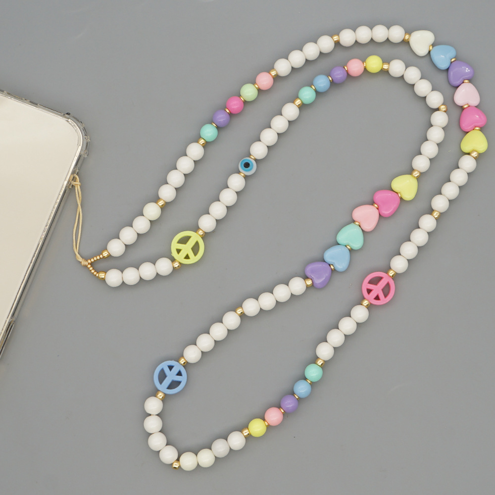 Acrylic Round Glass Beads Mobile Phone Chain Wholesale Nihaojewelry display picture 1