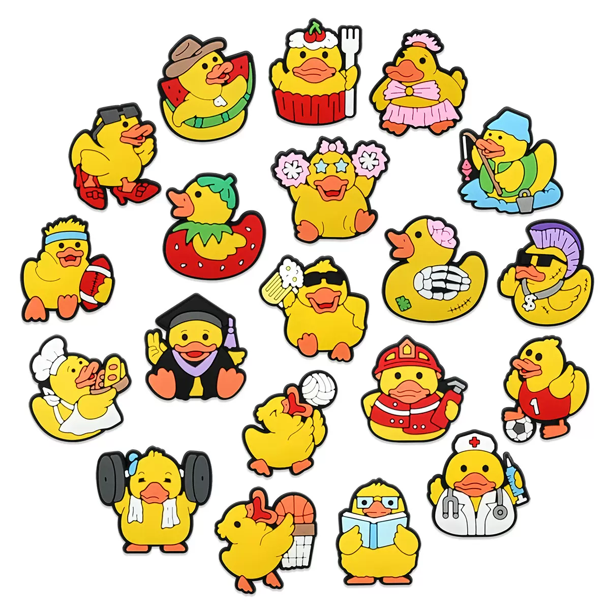 可爱小黄鸭儿童鞋花洞洞鞋DIY配饰PVC软胶滴塑鞋扣装饰配件现货