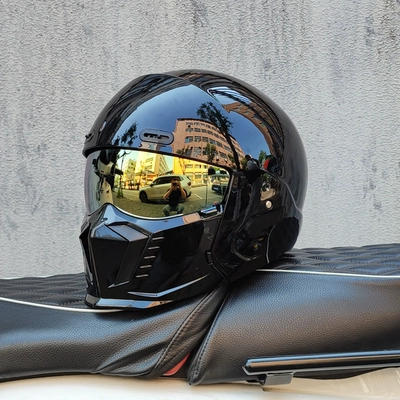 Half Helmet, Bluetooth All Year Round, Motosiklet dəbilqələri - m-bright-black-gold-plated
