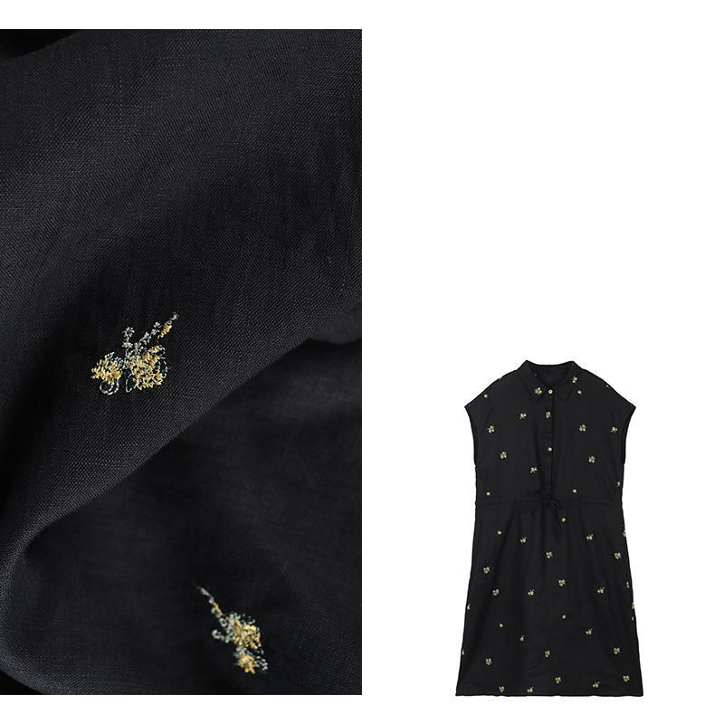 [Ukiw Thousands of Colors] 100% Hemp Embroidered Women's Dress Loose Dress Slimming Look Elegant Casual Summer
