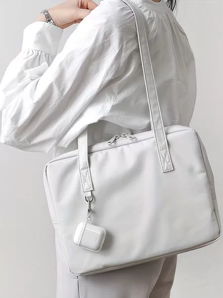 New Korean Style Simple Solid Color Portable Shoulder Bag Laptop Bag College Student Class Laptop Bag