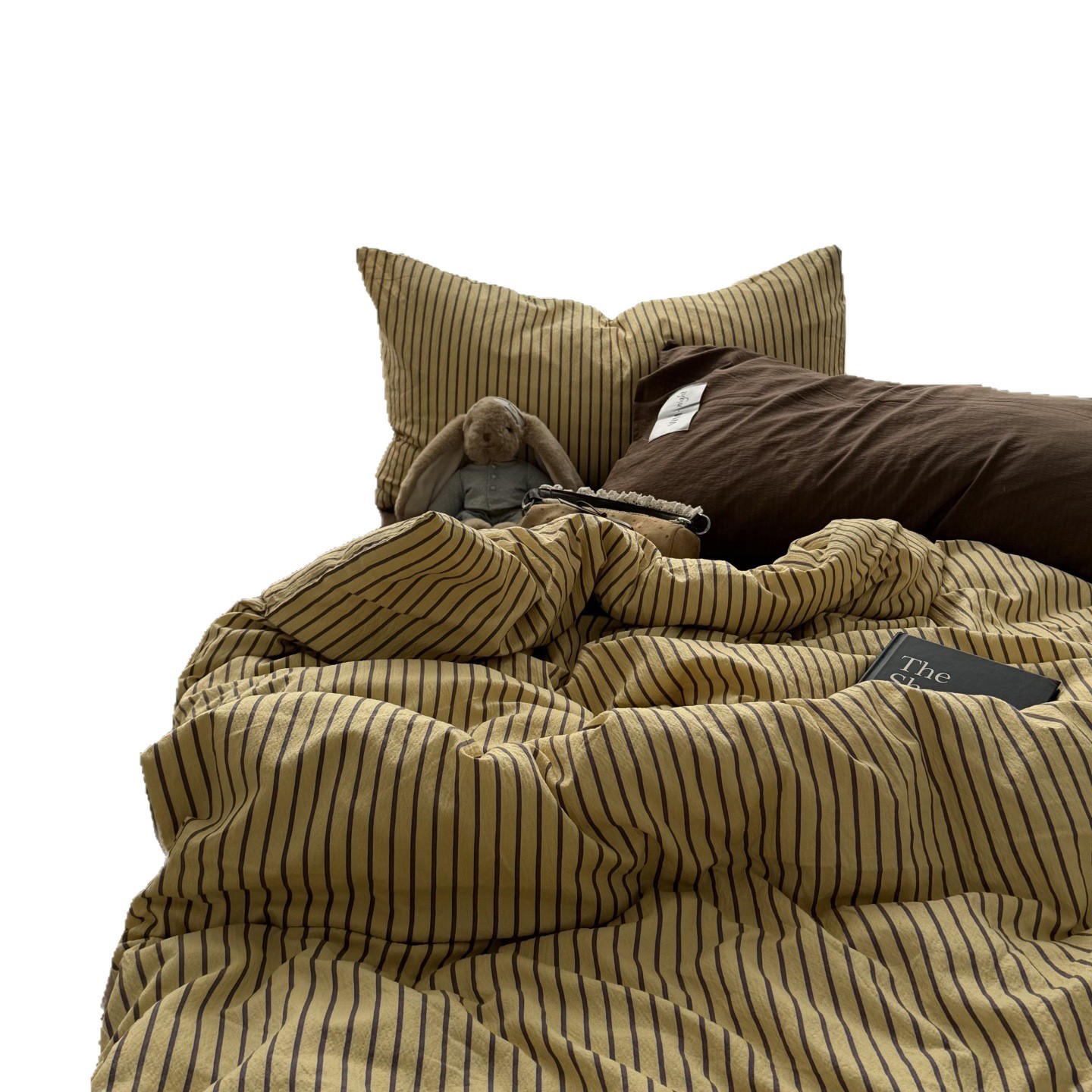 Conjunto de cama vintage em algodão lavado cor lisa_voghion.com
