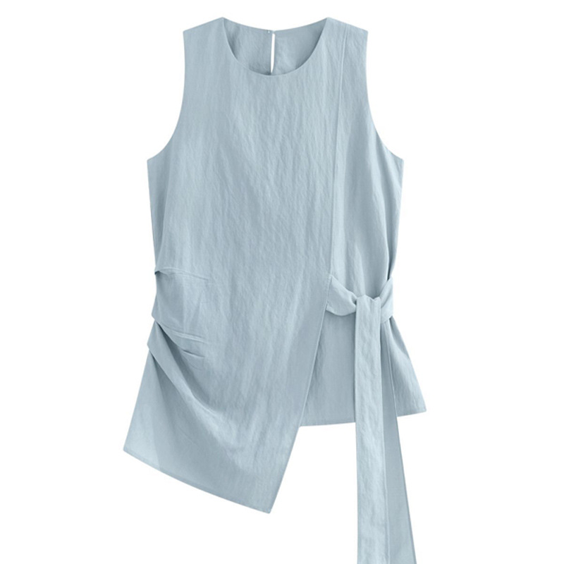 블루 [패션탑/여름탑/캐주얼 이너웨어/독특하고 아름다운 스몰탑/솔리드 컬러 이너웨어/비스듬한 숄더탑/캐주얼한 뉴스윙칼라 하의/뉴탑