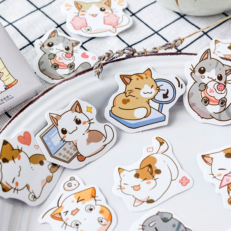 Сахарные поэмы Монo моя кошка коробка наклейка милый мультфильм котенок дневник рука счетчик мяу наклейка запечатывающая наклейка