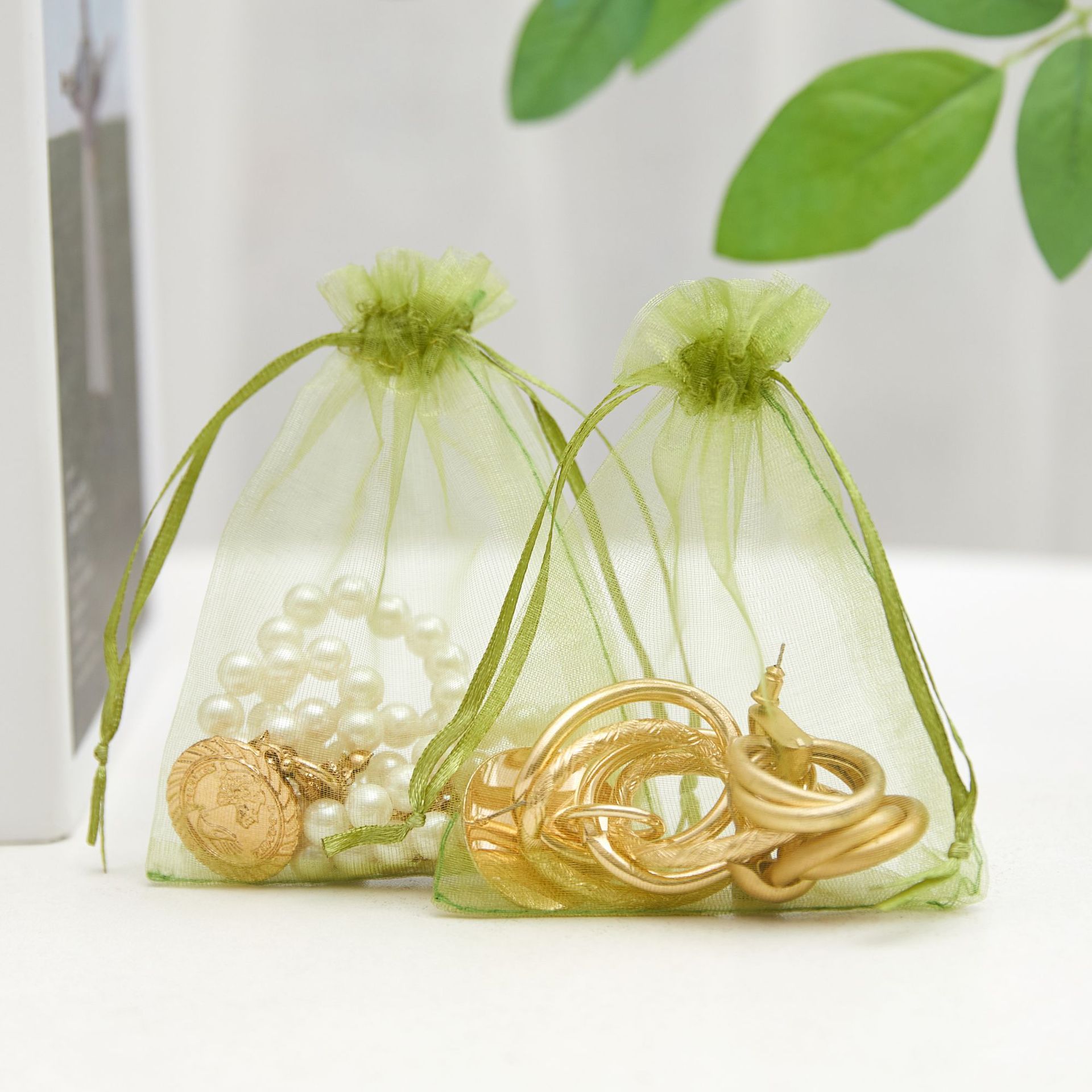 Bolsa de organza blanca al por mayor, bolsa de malla de perlas, bolsa de embalaje de regalo con boca de cordón, joyería de dulces de boda, bolsa de cordón, bolsa de almacenamiento