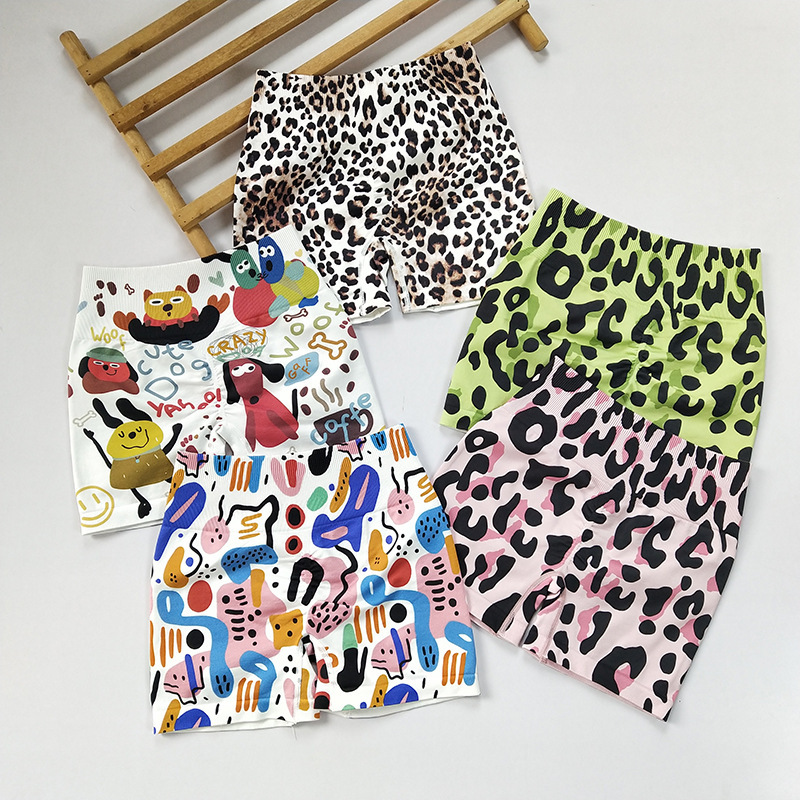 3D Printed Dopamine Yoga Shorts High Waist Hip Lifting Fitness Women's Tight Peach Pants Sports Running Three-point Pants