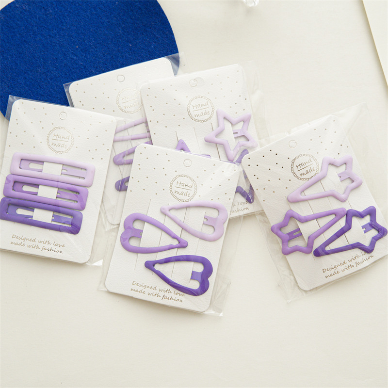 Simple Purple Color Series Children Heart Shape Star  Geometric Metal Bb Clip Hair Accessories display picture 1