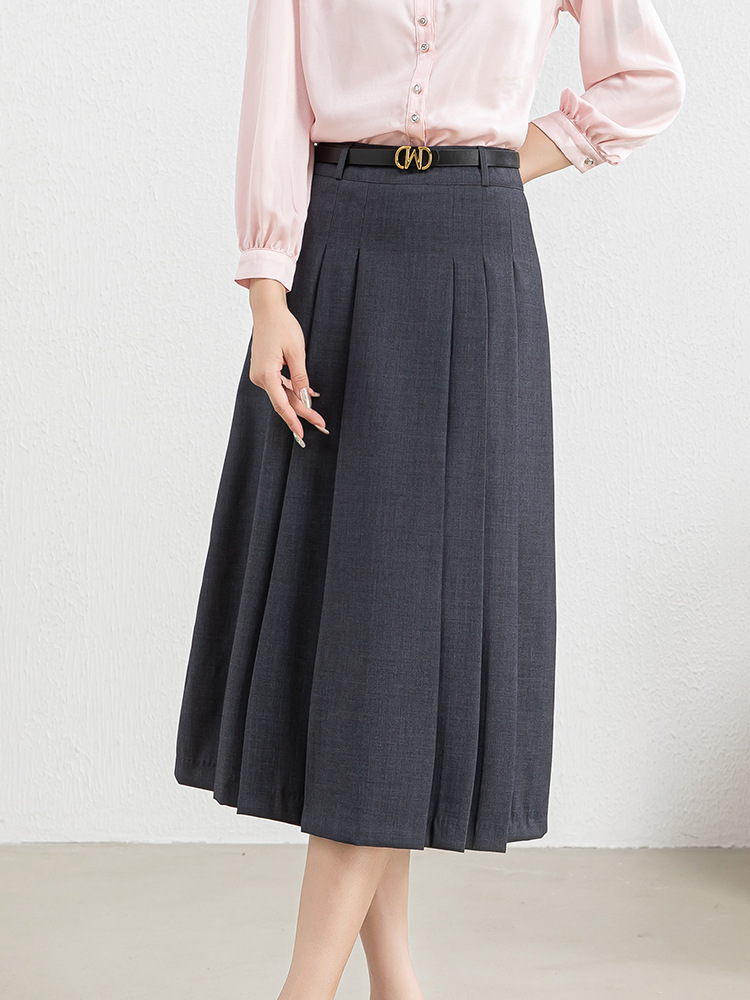 Fitted elegant summer long pleated skirt, high-end, high waist