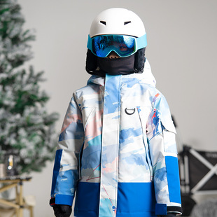 Children's Professional Waterproof and Windproof Thickened Warm Outdoor Ski Suit in Ice and Snow World Color Series, Specially Designed for Cold Weather Skiing