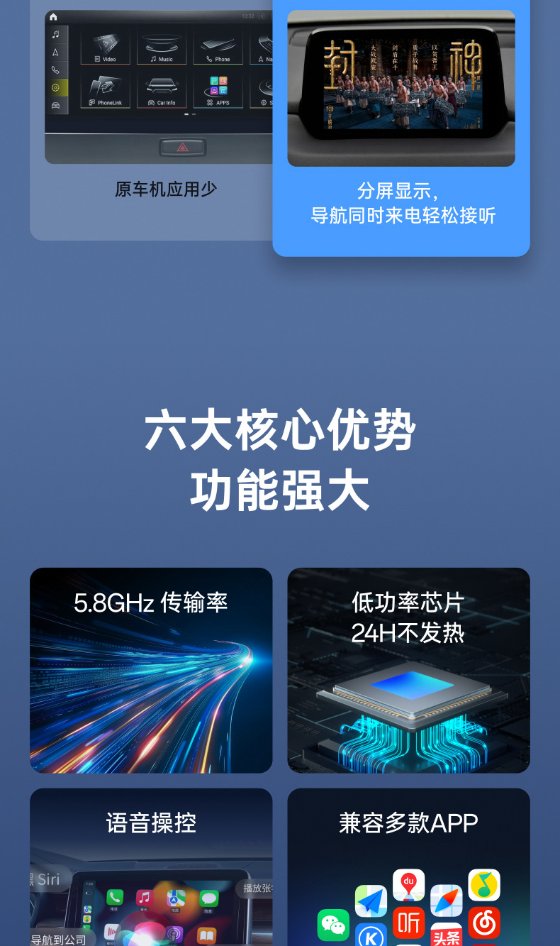 Android Car System Converts to Wireless Carplay/Androidauto/Huawei Hicar/Carlink Box