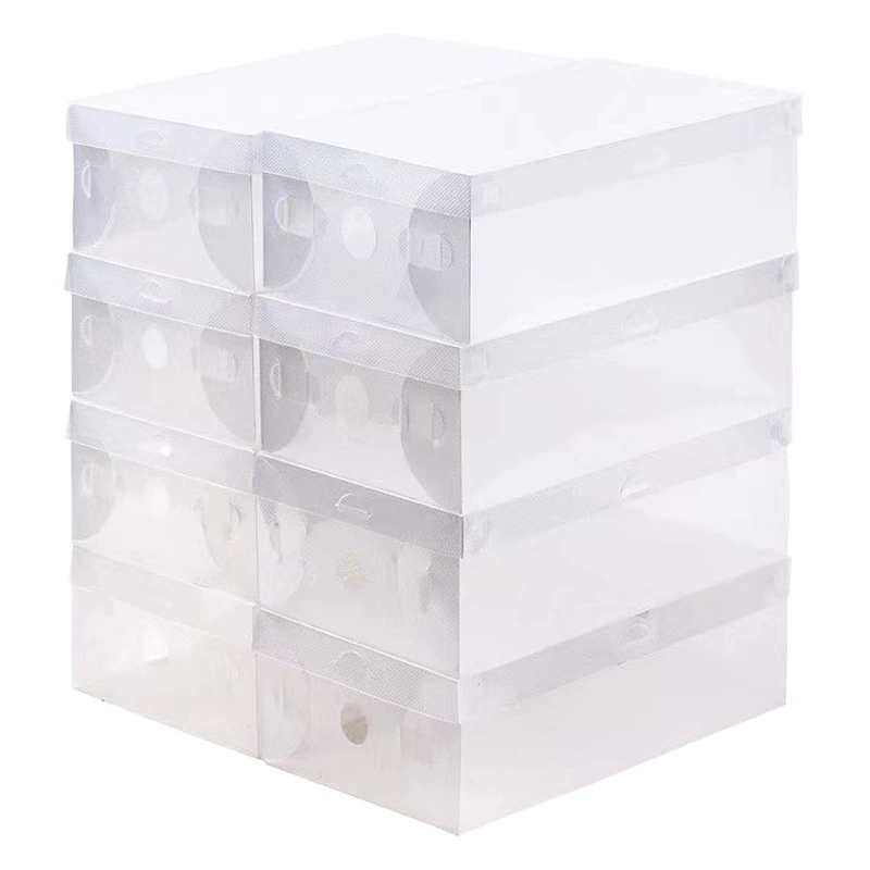 Трансграничная пластиковая бытовая прозрачная коробка для обуви, домашний ящик для хранения, пыленепроницаемая складная коробка для хранения обуви с откидной крышкой, производитель оптовой продажи