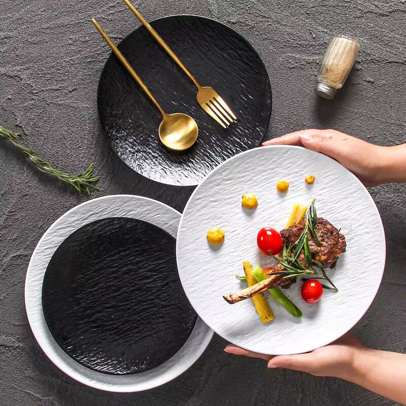 New Melamine Plate Commercial Catering Pasta Plate Western Steak Plate Home Dining Plate High-End Round Plate Flat Plate