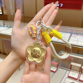 新马年有钱花钥匙扣足金999手机挂绳书包挂件包包挂饰小礼物批发