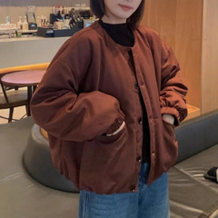 爆款高级感圆领轻薄棉服外套女装2025秋冬季时尚洋气休闲韩版上衣