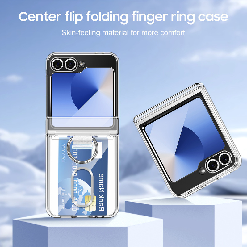 サムスン ZFlip7 透明携帯電話ケース折りたたみ中央軸バックルカードホルダー ZFlip6 落下防止保護ケースに適した国境を越えた|undefined