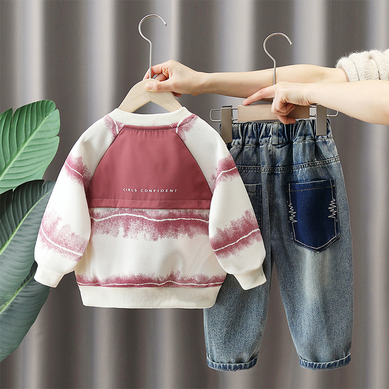 7611 traje de primavera para niños 2025 nuevo suéter de primavera y otoño para niños guapos de dos piezas para niños