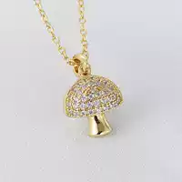 Мода Симпатичные украшения сформулировать 925 стерлингового серебра 18k позолоченный куб цирконий гриб ожерелье женский подарок